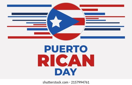 Puerto Rican Day. National Puerto Rican Day Parade takes place annually in the United States along Fifth Avenue in the Manhattan borough of New York City. Second Sunday in June. Vector EPS 10.