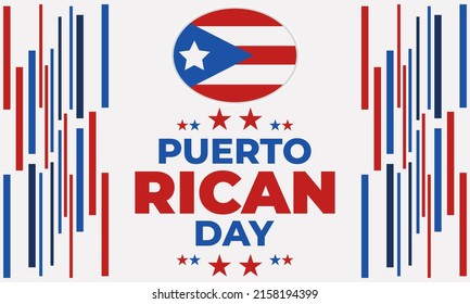 Puerto Rican Day. National Puerto Rican Day Parade takes place annually in the United States along Fifth Avenue in the Manhattan borough of New York City. Second Sunday in June. Vector EPS 10.