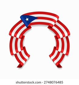 Puerto Rican flag circular wavy ribbon, symbolizing national pride, ideal for patriotic badges, certificates, or cultural design themes. Vector illustration.
