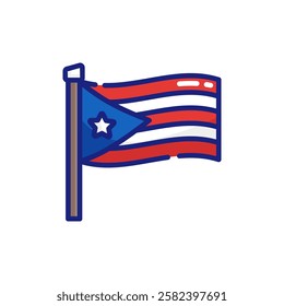 Puerto Rican Flag with Iconic Colors