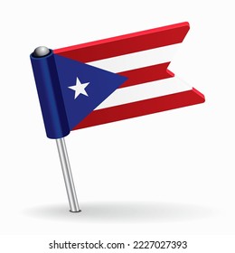 Puerto Rican flag map pointer layout. Vector illustration.