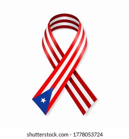 Puerto Rican flag stripe ribbon on white background. Vector illustration.