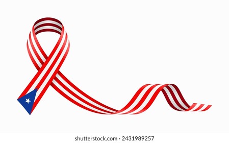 Puerto Rican flag stripe ribbon wavy background layout. Vector illustration.