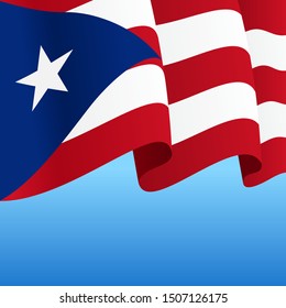 Puerto Rican flag wavy abstract background. Vector illustration.
