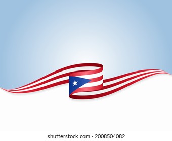 Puerto Rican flag wavy abstract background. Vector illustration.