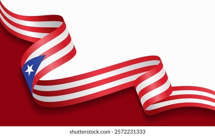 Puerto Rican flag wavy abstract background. Vector illustration.