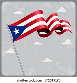 Puerto Rican flag wavy abstract background. Vector illustration.