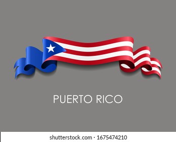 Puerto Rican flag wavy ribbon background. Vector illustration.