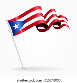 Puerto Rican pin icon wavy flag. Vector illustration.