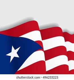 Puerto Rican waving Flag. Vector illustration.