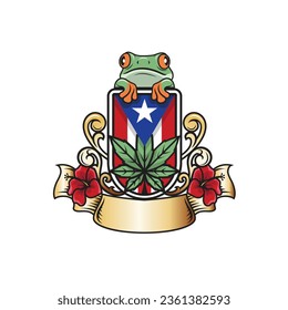 Puerto Rican weed emblem logo