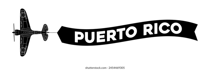 Puerto Rico advertisement banner is attached to the plane