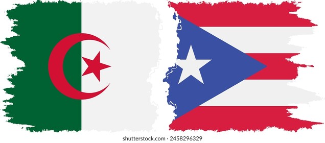 Puerto Rico and Algeria grunge flags connection, vector