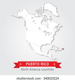Puerto Rico. All the countries of North America. Flag version.