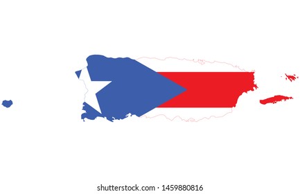 
Puerto Rico background map and flag