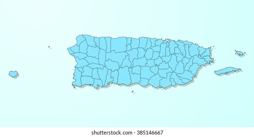 Puerto Rico Blue Map On Degraded Background Vector