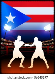 Puerto Rico Boxing on Stadium Background Original Illustration