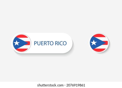Puerto Rico button flag in illustration of oval shaped with word of Puerto Rico. And button flag Puerto Rico. 