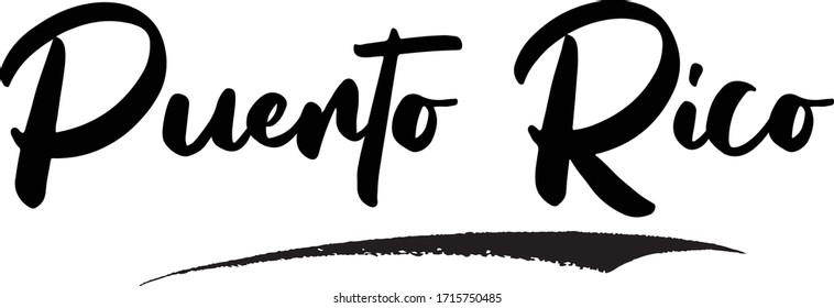 Puerto Rico Calligraphy Handwritten Lettering for Posters, Cards design, T-Shirts. 
Saying, Quote on White Background