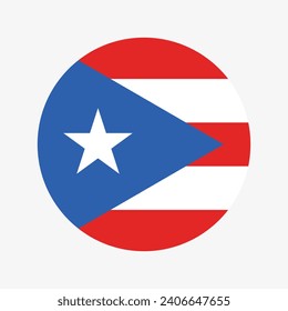 Puerto Rico circle flag. Button flag icon. Standard color. Circle icon flag. Computer illustration. Digital illustration. Vector illustration.