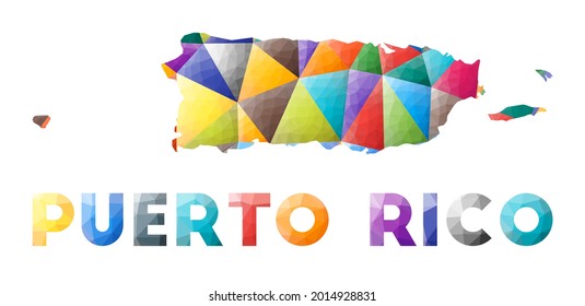Puerto Rico - colorful low poly country shape. Multicolor geometric triangles. Modern trendy design. Vector illustration.