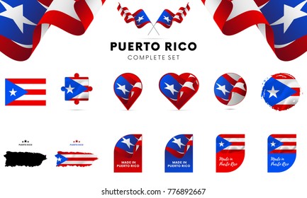 Puerto Rico complete set. Vector illustration.