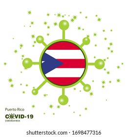 Puerto Rico Coronavius Flag Awareness Background. Stay home, Stay Healthy.  