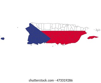 puerto Rico country flag on white background.
