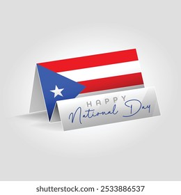 Puerto Rico country paper flag standing on the ground. Happy national day flag design.