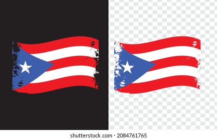 Puerto Rico Country Transparent Wavy Flag Grunge Brush
