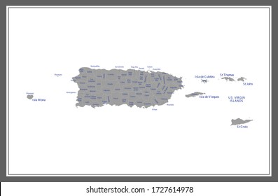 Puerto Rico county map vector outline