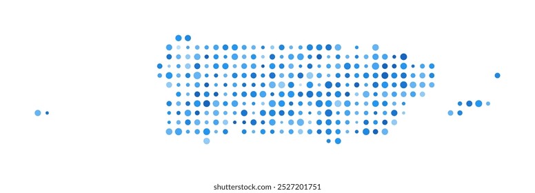 Puerto Rico Dot Map. Country Digital Style Shape. Puerto Rico vector image. Country shape blue circular dots. Vibrant vector illustration.