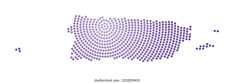 Puerto Rico dotted map. Digital style shape of Puerto Rico. Tech icon of the country with gradiented dots. Amazing vector illustration.