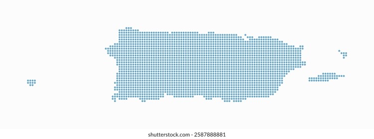 Puerto Rico dotted map. Digital style map of the country on white background. Puerto Rico shape with circle dots. Colored dots style. Small size circles. Amazing vector illustration.