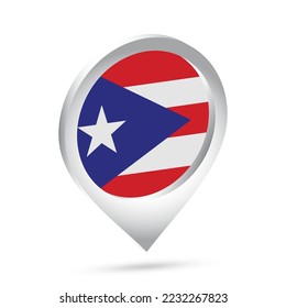 Puerto Rico flag 3d pin icon. Vector illustration.