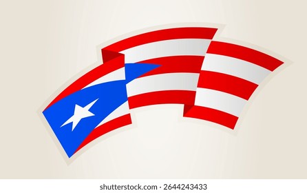 Bandeira de Porto Rico em forma de fita abstrata, símbolo nacional de Porto Rico. Este vetor é ideal para uso em eventos nacionais, Dia da Independência, competições desportivas internacionais.