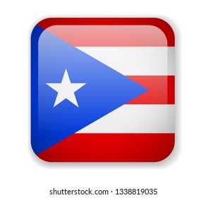 Puerto Rico flag bright square icon. Vector Illustration
