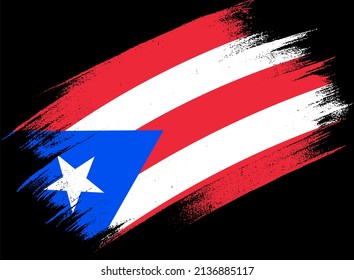 Puerto Rico flag with brush paint textured isolated  on png or transparent background,Symbol of Puerto Rico,template for banner,promote, design, and business matching country poster, vector 