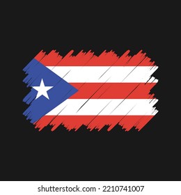 Puerto Rico Flag Brush Painted Vector Illustration