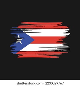 Puerto Rico Flag Brush Vector Illustration