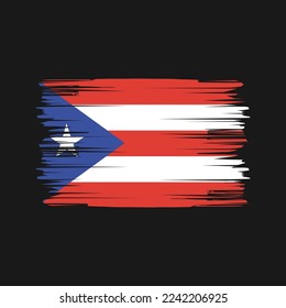 Puerto Rico Flag Brush Vector Illustration