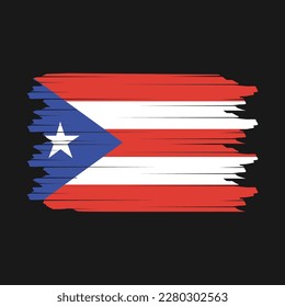 Puerto Rico Flag Brush Vector Illustration