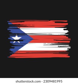 Puerto Rico Flag Brush Vector Illustration