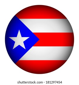 Puerto Rico flag button on a white background. Vector illustration.