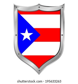 Puerto Rico flag button on a white background. Vector illustration.