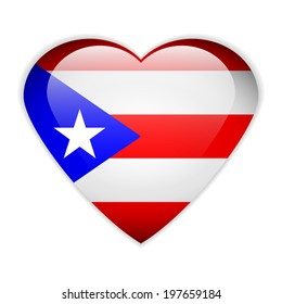 Puerto Rico flag button on a white background. Vector illustration.