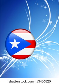 Puerto Rico Flag Button on Abstract Light Background Original Illustration