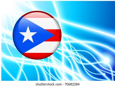 Puerto Rico Flag Button on Abstract Light Background Original Illustration