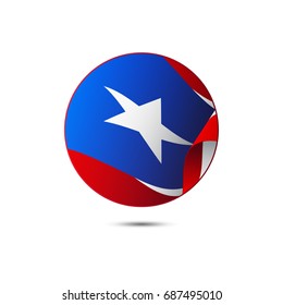 Puerto Rico flag button with shadow on a white background. Vector illustration.