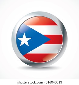 Puerto Rico flag button - vector illustration